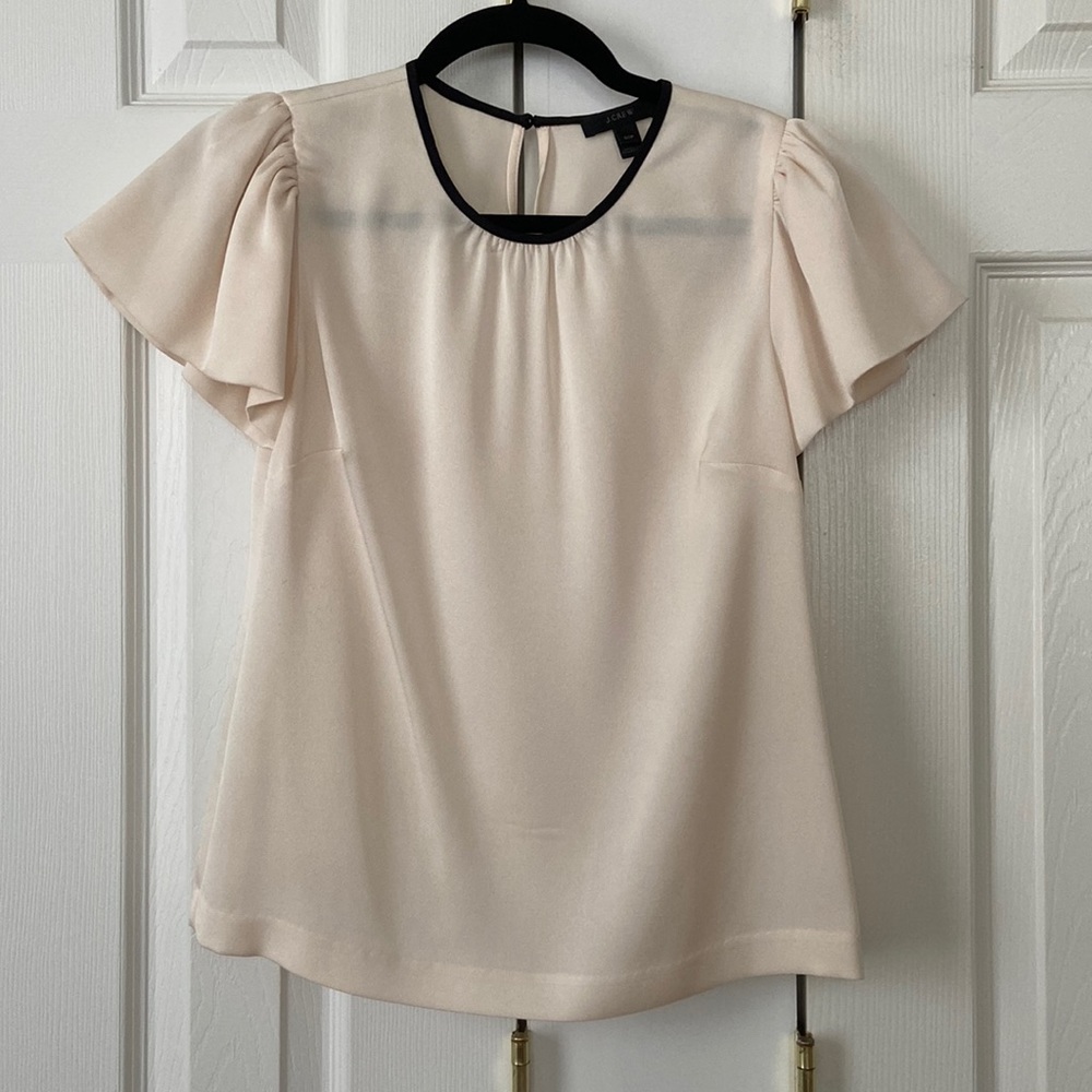 JCrew puff sleeve ivory blouse 00p